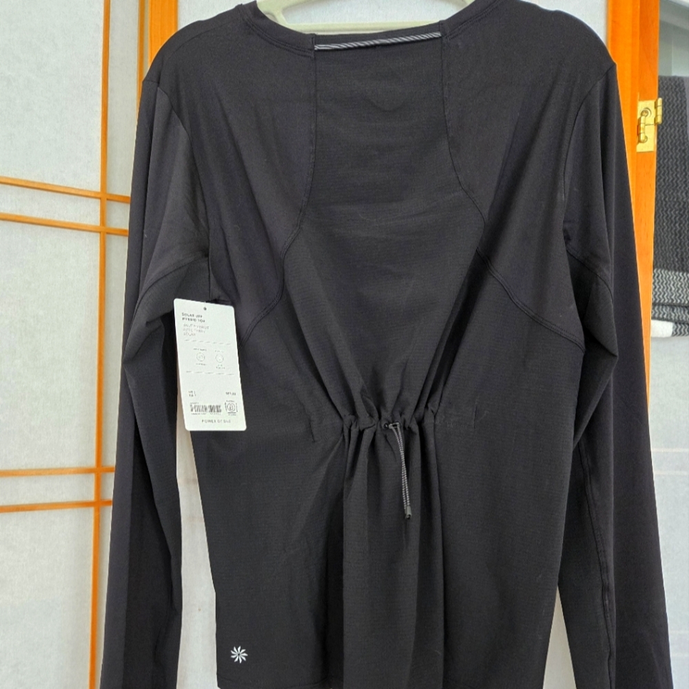 Athleta Solar UPF Hybrid Black Performance Top NWT Size Small